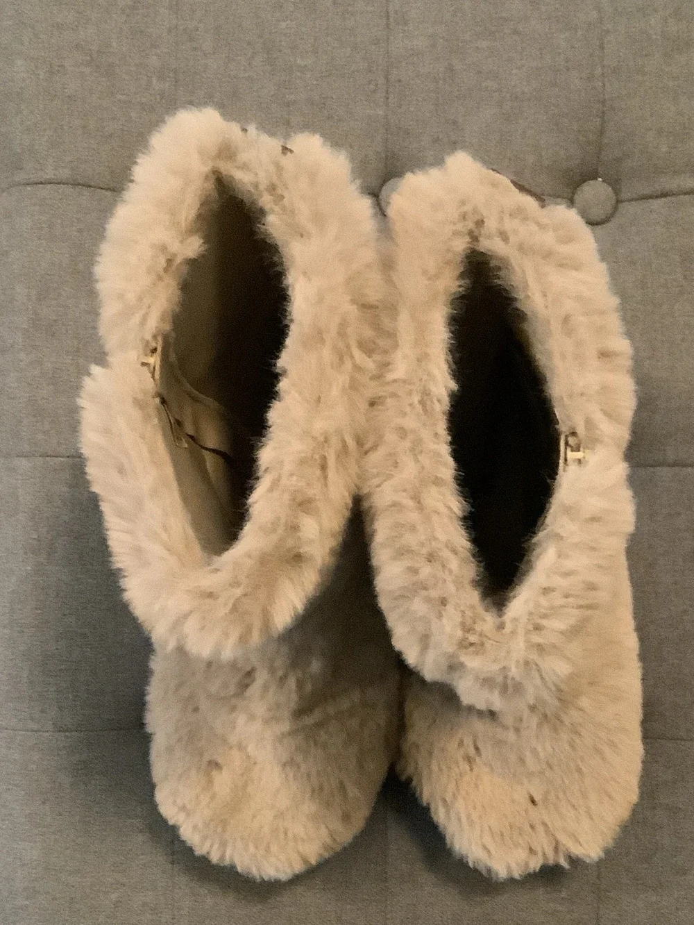 Zara Kids Beige Faux Fur Platform Boots